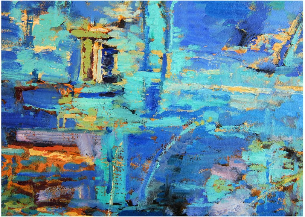 Obraz na szkle - Abstrakcyjny obraz olejny (70x50 cm)