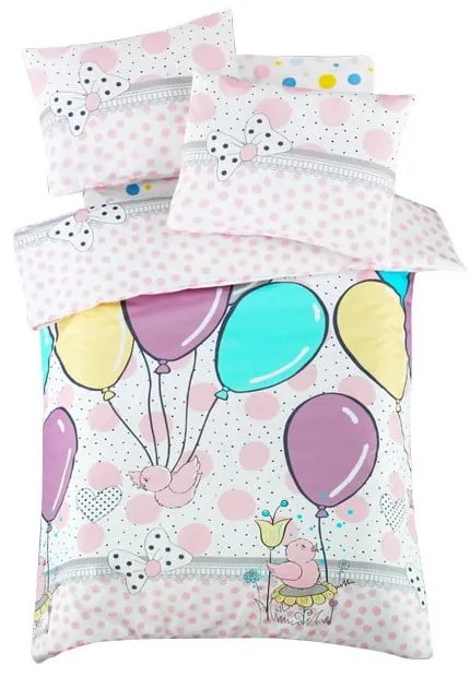 Pościel dziecięca do łóżeczka z bawełny renforcé z prześcieradłem/4-częściowa 100x150 cm Balloons – Mijolnir