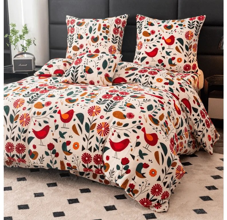 PrzytulneMieszkanie.pl PrzytulneMieszkanie.pl Pościel z mikropluszu RETRO BIRD kolorowa Rozmiar pościeli: 2 szt 70 x 90 cm | 200 x 220 cm