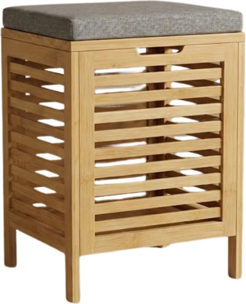 Bambusowy kosz na pranie z siedziskiem DISA, 40 l