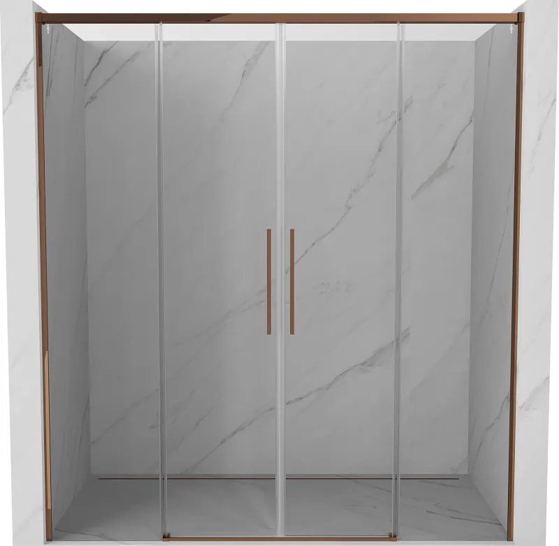 Mexen Rox Duo drzwi prysznicowe rozsuwane 180 cm, transparent, różowe złoto - 8C2-180-002-60-00