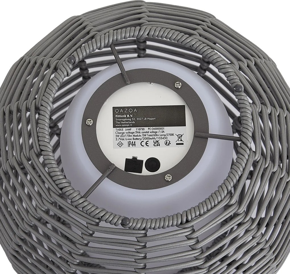Zewnętrzna lampa stołowa ciemnoszara 25 cm z możliwością ładowania LED przez USB-C IP44 - Oli
