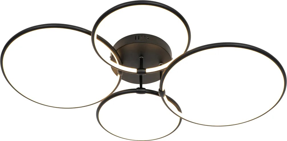 Lampa sufitowa czarna w komplecie z LED 3-stopniowo ściemnialna 4-punktowa - Joaniqa