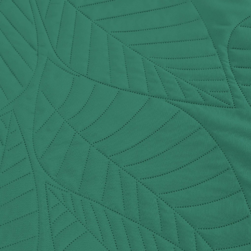Zielona narzuta na łóżko ze wzorem LEAVES Rozmiar: 220 x 240 cm