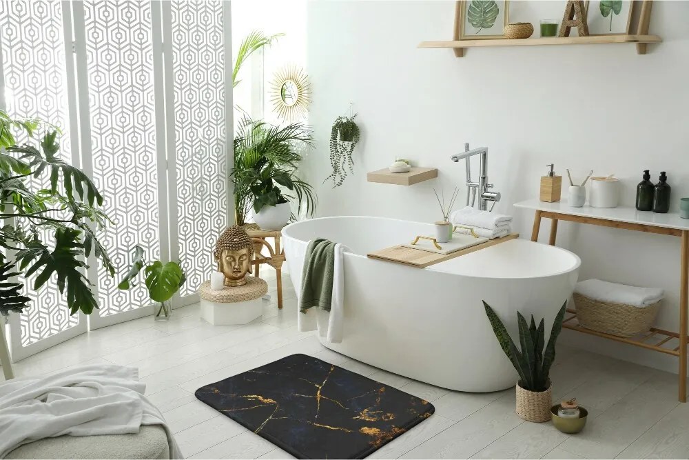 Dywanik antypoślizgowy do łazienki Dywanik antypoślizgowy do łazienki Granatowy marmur