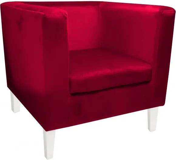 Fotel Monaco tkanina Welur : Kolor nogi - Biała, Kolor tkaniny - VELVET - MG31, Wysokość nogi - 20 cm