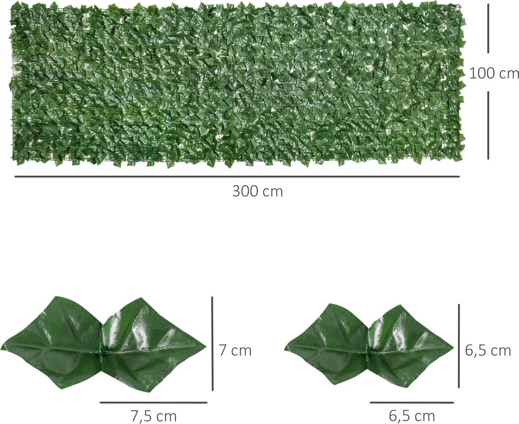 Outsunny Osłona Dekoracyjna Sztuczny Żywopłot Ciemnozielony 300x100cm Dekoracja Ściennej Przestrzeni | Aosom PL