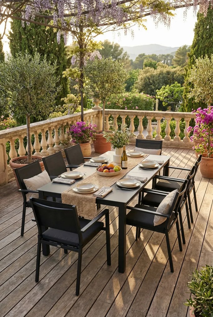 Stół ogrodowy ze szklanym blatem Dąb C1-D42