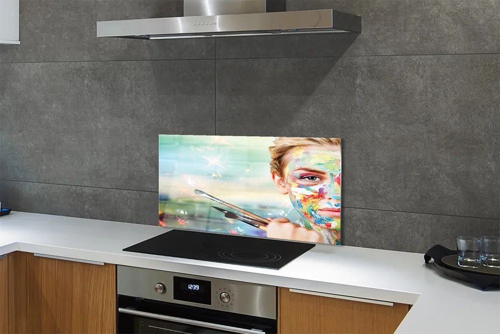 Szklany Panel Artystka z Pędzlami