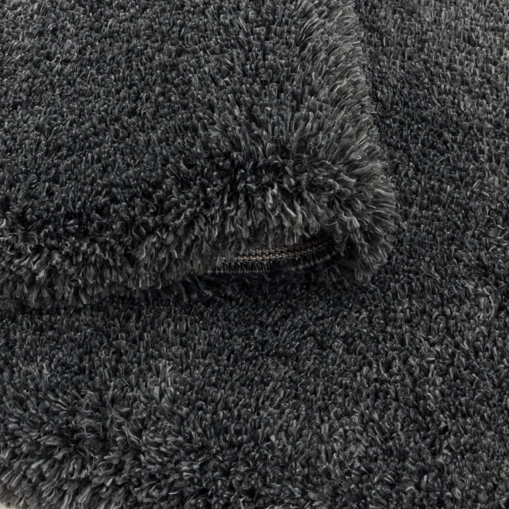 Dywan shaggy Fluffy Super Soft ciemny szary koło 120 cm x 120 cm