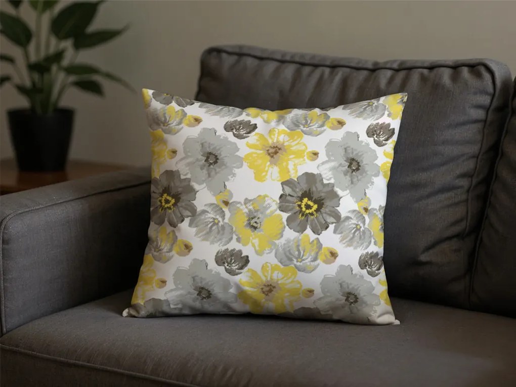 Zestaw 2 szt. dekoracyjnych poszewek na poduszkę z mikrofibry FEONELLE 45x45 cm, żółto-szary