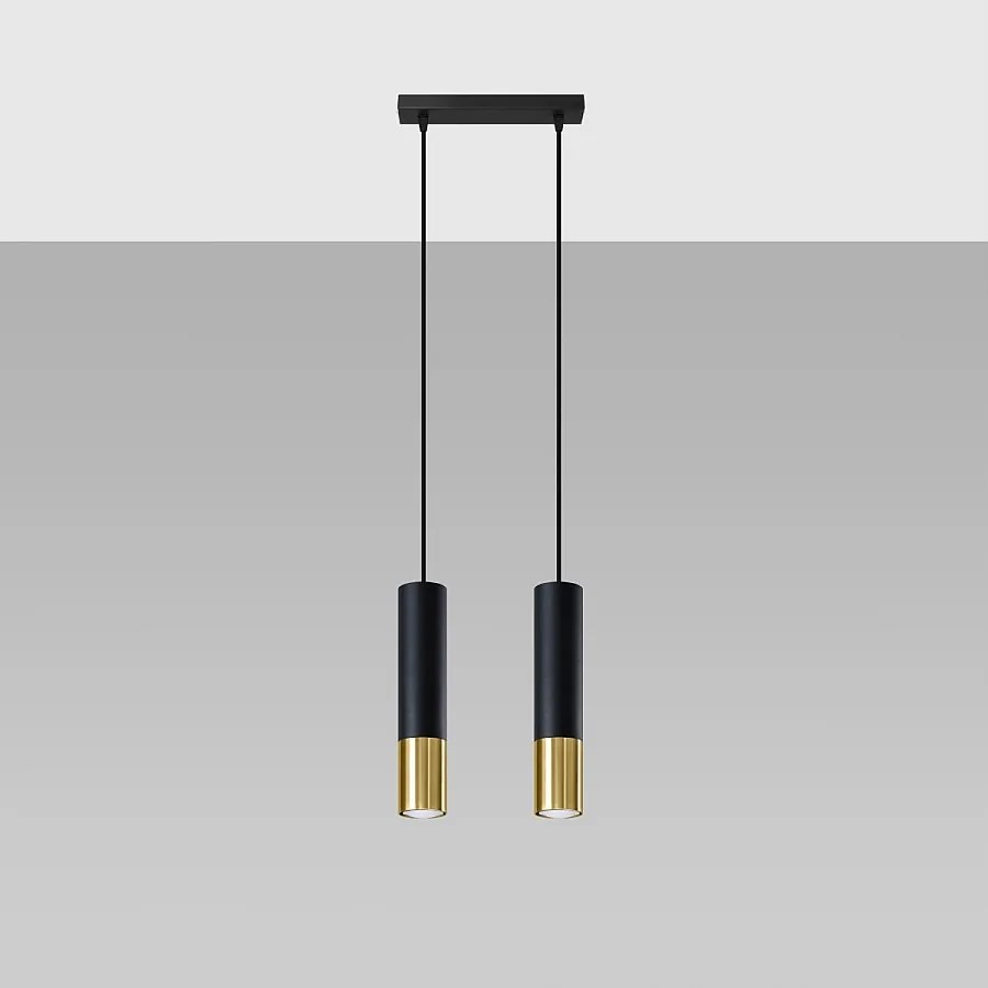 Lampy wiszące nowoczesny Zarpex, stal - 2 źródło światła 4000K - L.30 x H.90 cm - czarny/złoty