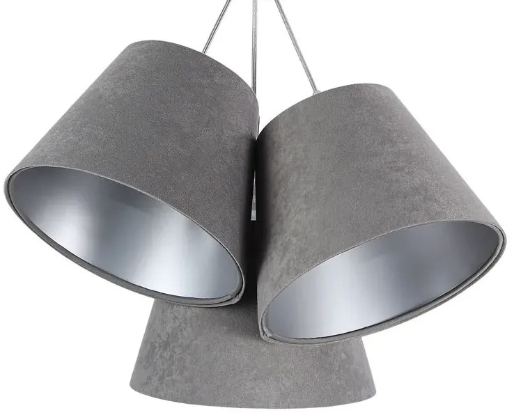 Szaro-srebrna lampa wisząca stożki F0-K22