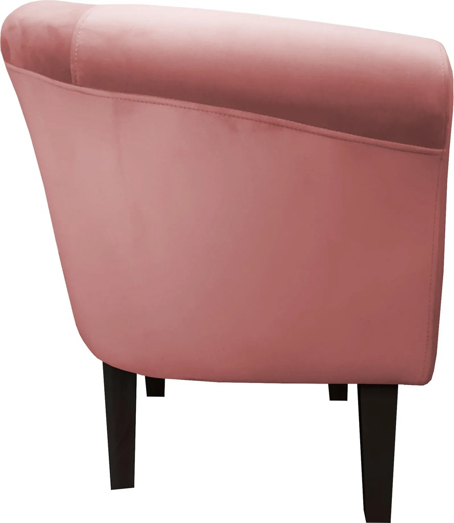 Fotel Milo tkanina Welur wygodny fotel tapicerowany do salonu i sypialni : Kolor nogi - Venge, Kolor tkaniny - VELVET - MG58, Wysokość nogi - 20 cm