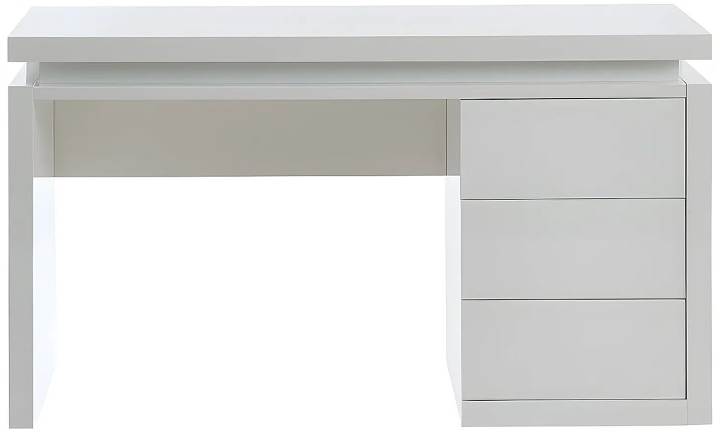 Biurko EMERSON – 3 szuflady – MDF lakierowany w kolorze białym – oświetlenie LED