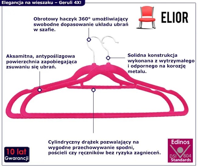 Aksamitny elegancki komplet 50 szt. wieszaków - Telafo 4X