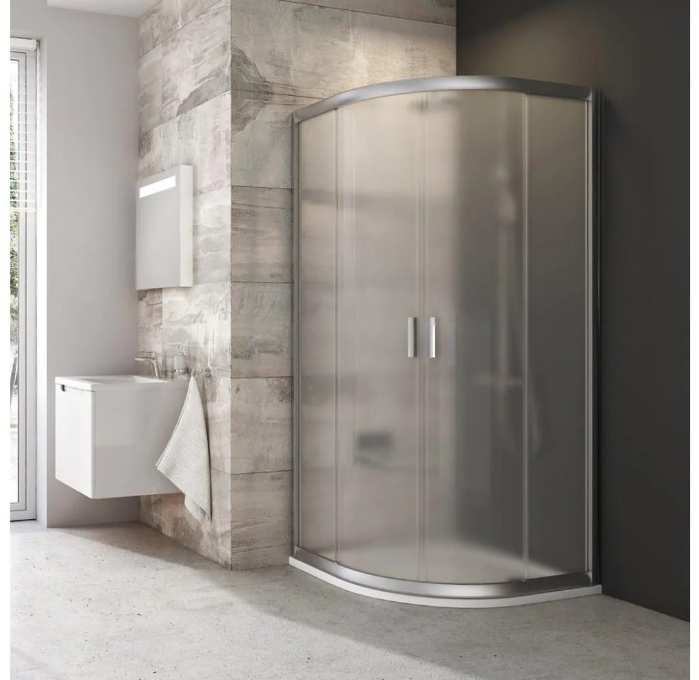 Ravak 3B240U00ZG - Kabina prysznicowa czteroczęściowa półokrągła BLIX 80x80 cm satynowa