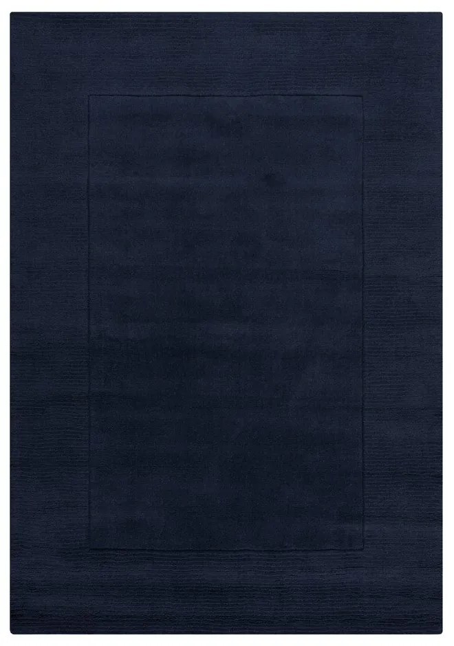 Ciemnoniebieski wełniany dywan tkany ręcznie 200x290 cm Textured Wool Border – Flair Rugs