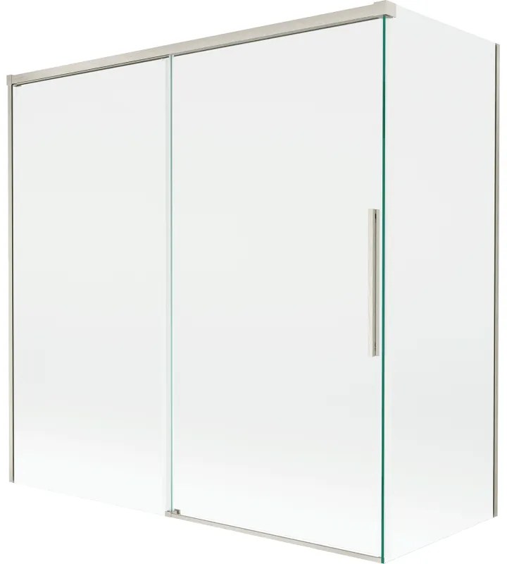 Mexen Rox parawan nawannowy 2-skrzydłowy rozsuwany 160 + 75 x 150 cm, transparent, nikiel szczotkowany - 8C9-160-075-97-00