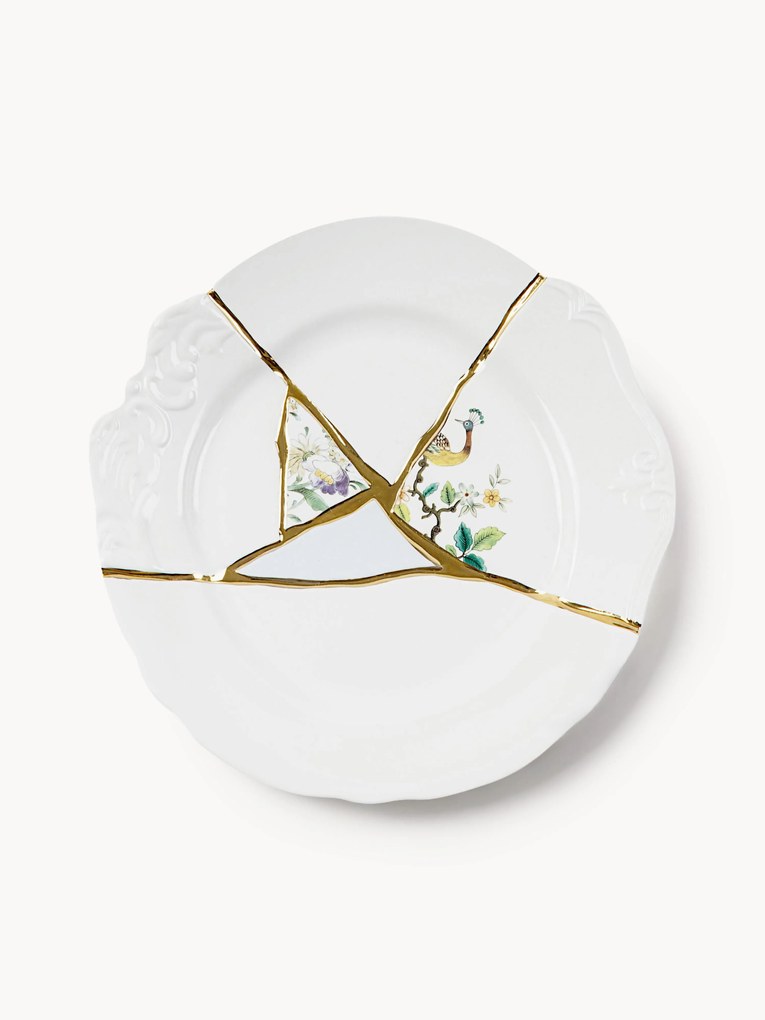 Talerz duży z porcelany Kintsugi