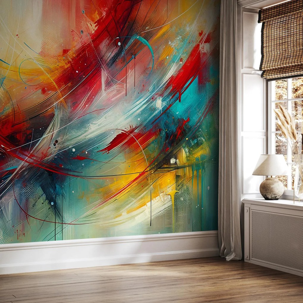 Fototapeta - Abstrakcja z czerwienią (196x136 cm)