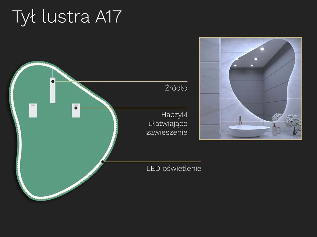 Organiczne LED lustro do łazienki z oświetleniem A17