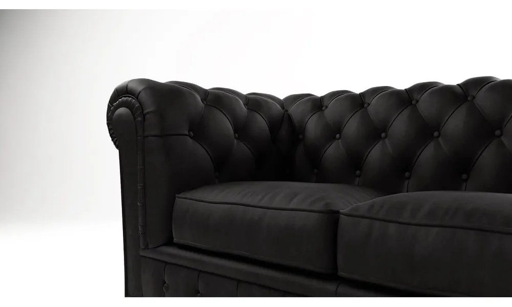 Czarna aksamitna sofa 184 cm Cambridge – Ropez