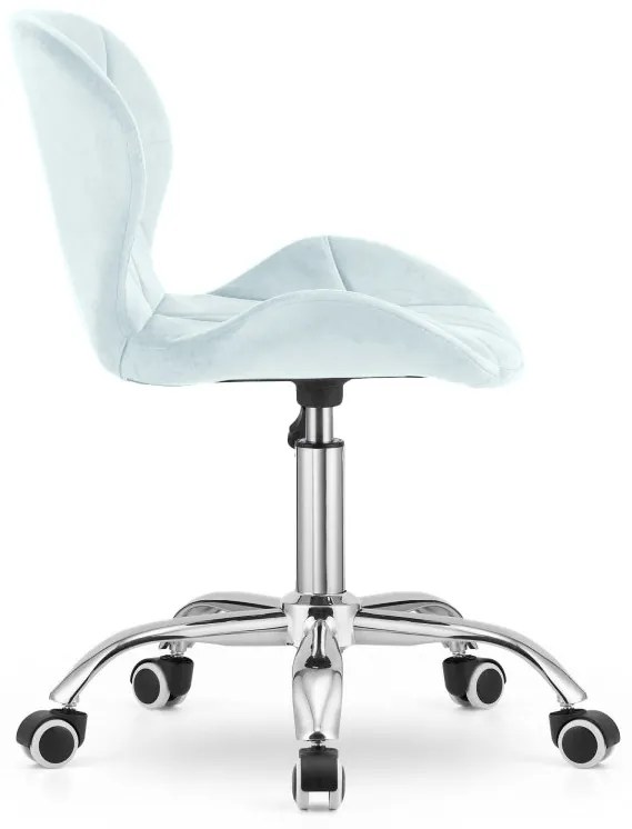 Zestaw do biura – składany stół ZARIMO 80×40 cm biały + krzesło biurowe AVOLA VELVET jasnoniebieskie