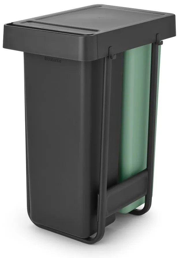 Miętowo-ciemnoszary plastikowy kosz na śmieci do segregacji odpadów do zabudowy 60 l Sort&amp;Go – Brabantia