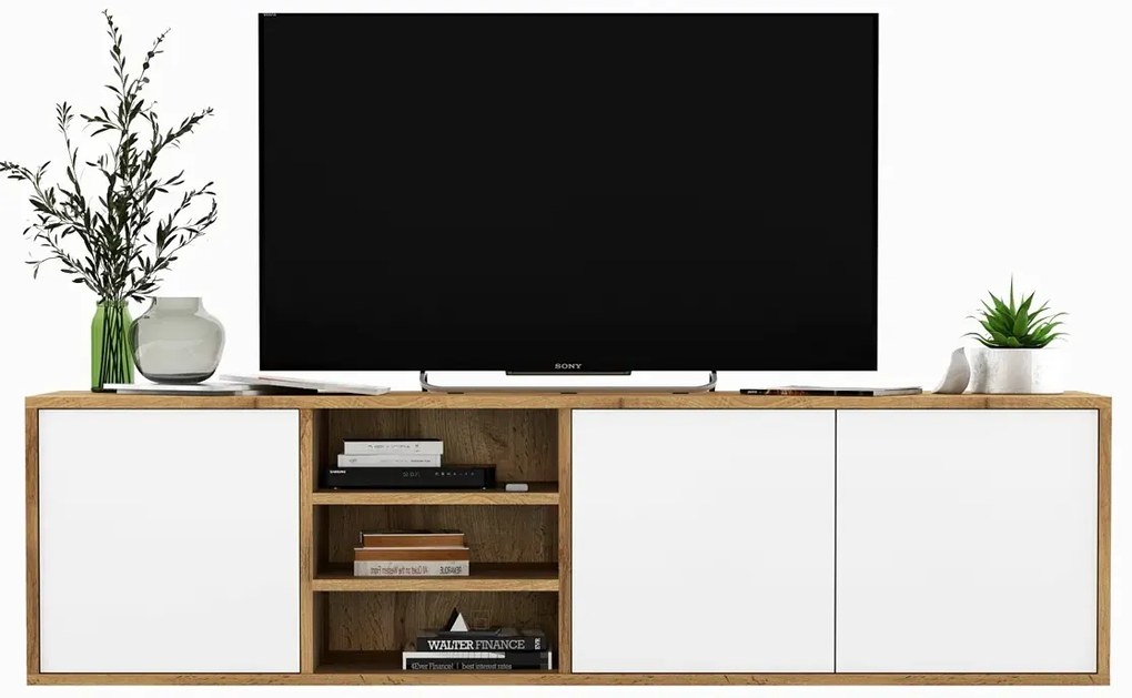 Wisząca szafka rtv dąb wotan + biały S1-C56