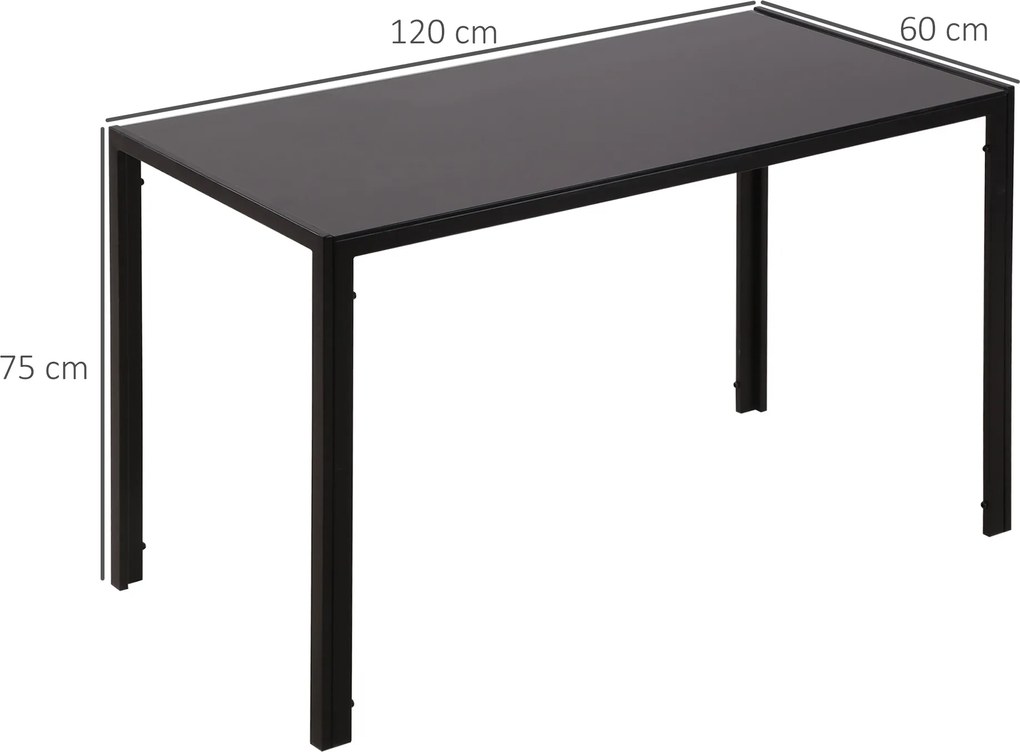 HOMCOM Stół jadalniany kuchenny nowoczesny design 120x60x75 cm czarny do salonu lub kuchni | Aosom PL