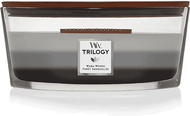 Świeca zapachowa elipsa, Warm Woods, szary 453 gr