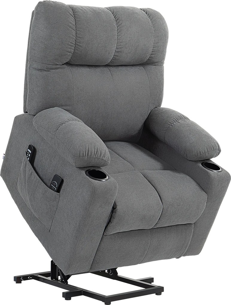 HOMCOM Fotel dla seniora z funkcją leżenia i pilotem szary 144 cm x 91 cm x 88 cm idealny do pomocy przy wstawaniu | Aosom PL