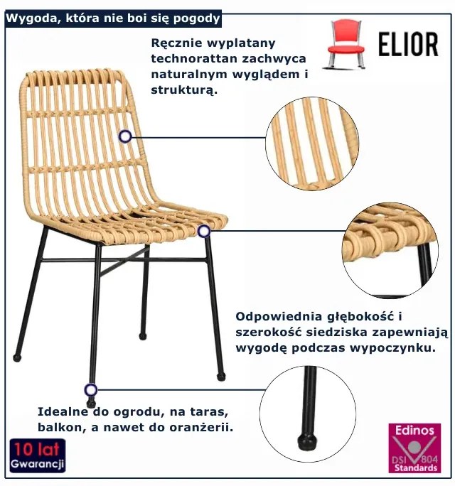 Stylowe krzesło rattanowe N2-F61