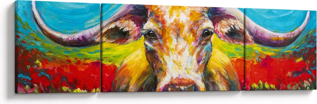 Obraz - Malowana krowa (170x50 cm)