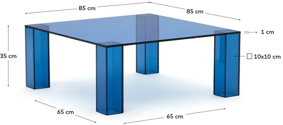 Niebieski szklany stolik 85x85 cm Adularia – Kave Home