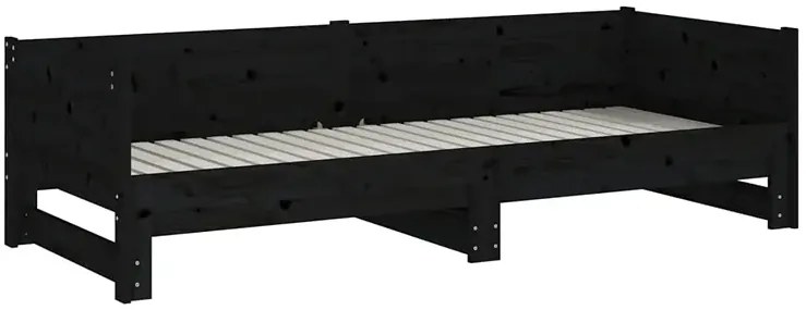 Czarne łóżko rozkładane z litego drewna 2x(80x200) cm - Eluwin 3X