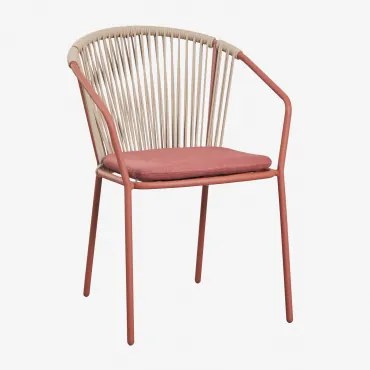 Zestaw 2 Sztaplowanych Krzeseł Jadalnianych Z Stali I Plecionego Sznurka Oklahoma Chocolate & Blk Frame - Sklum