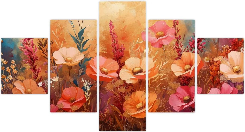 Obraz - Kwiaty łąkowe, malarstwo (125x70 cm)