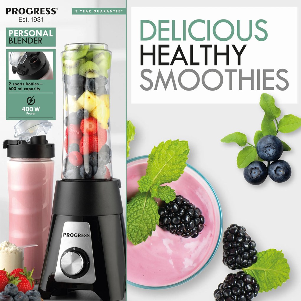 Blender do smoothie shaker Progress 400 W, 2 prędkości, 600 ml