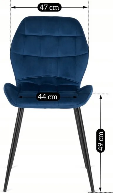 Krzesło Tapicerowane do Jadalni LUCKY Granatowe Welurowe Nowoczesne Loft