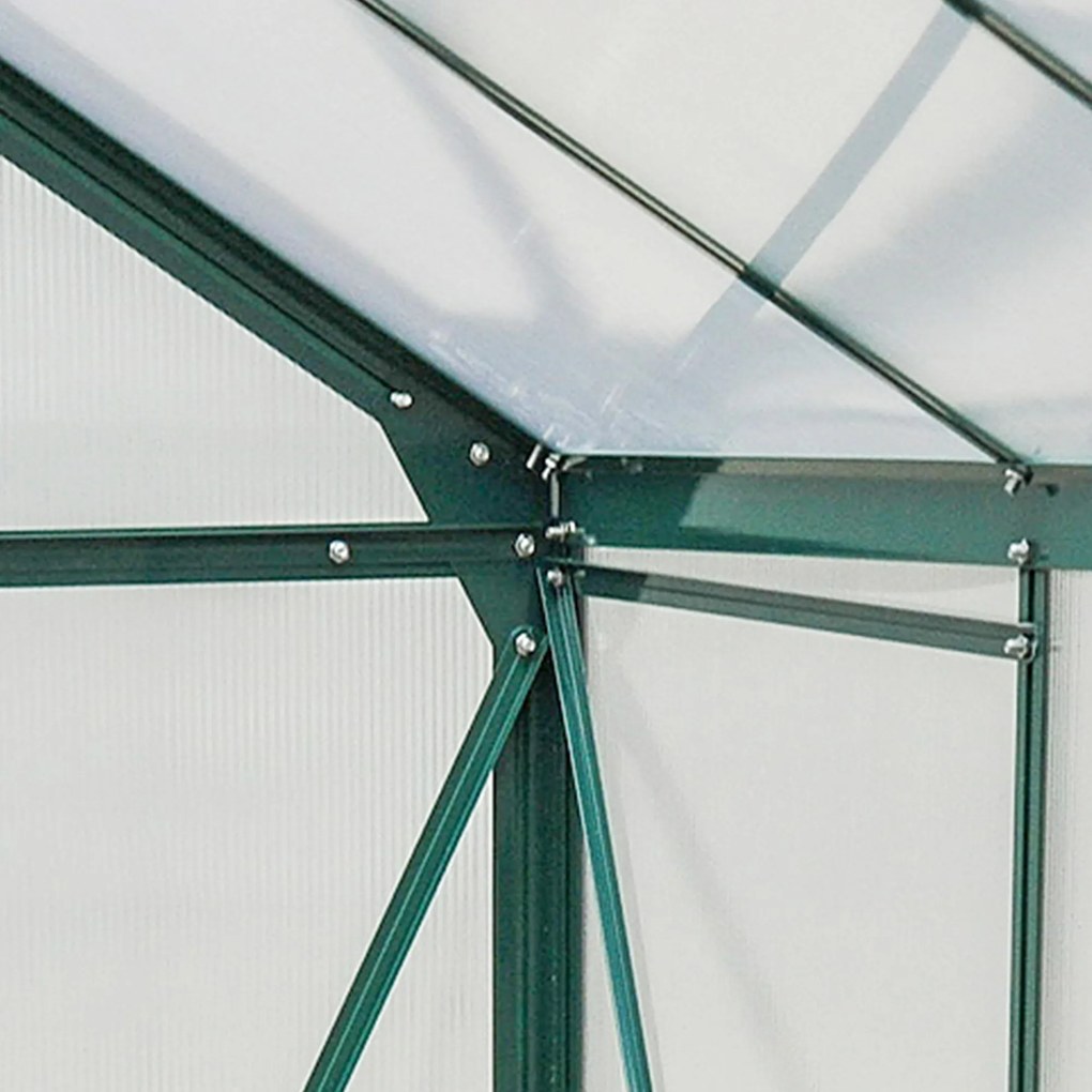 Outsunny Szklarnia z poliwęglanu z oknem dachowym i drzwiami przesuwnymi 190x252x201 cm | Aosom PL