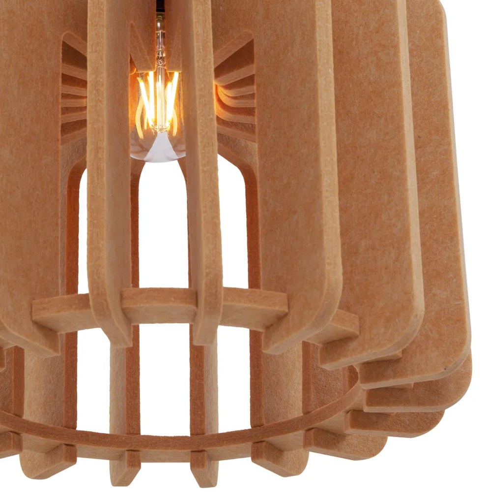 Retro Lampa Wisząca Czarna z Pomarańczowym Wnętrzem 3-punktowa - Felt Retro Oswietlenie wewnetrzne