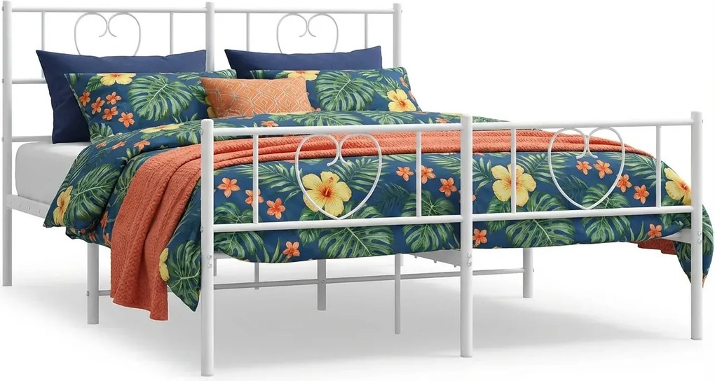 Białe metalowe łóżko rustykalne 120x200 cm N8-B43