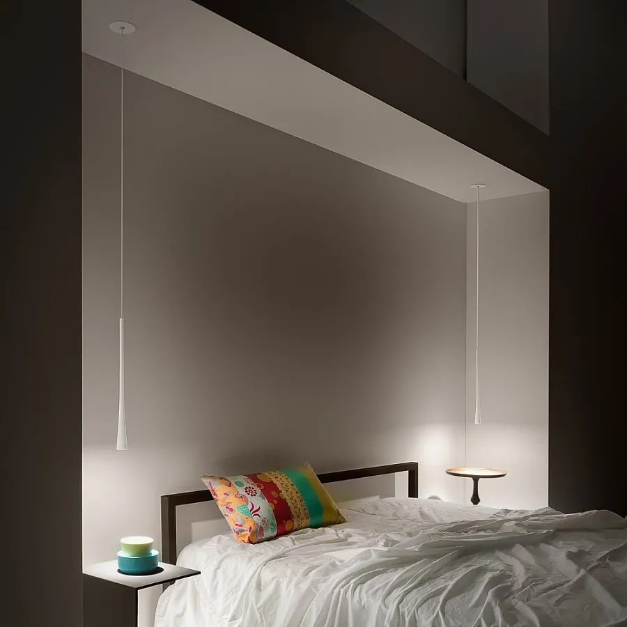 Dafne - Biała lampa wisząca LED 7W 3000K IP20 - Minimalistyczna lampa sufitowa LED z aluminium - Zasilacz w zestawie - Maksymalna długość 145 cm