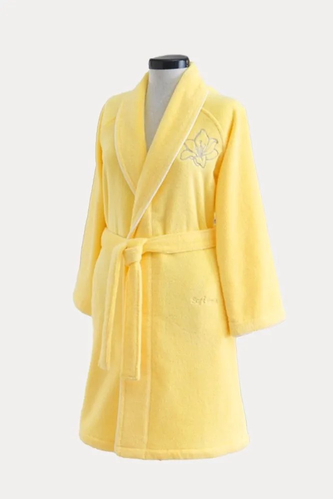 Krótki damski szlafrok LILIUM XS Żółty