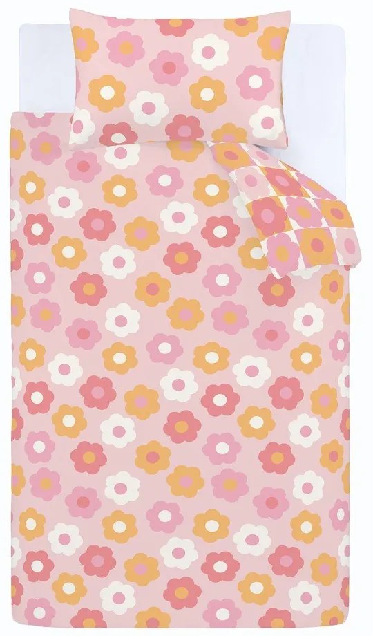 Różowa pościel dziecięca dwuosobowa 200x200 cm Retro Daisy – Catherine Lansfield