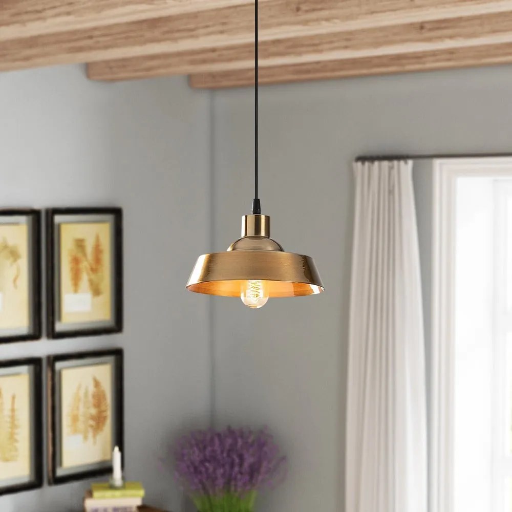 Lampa wisząca w kolorze złota z metalowym kloszem ø 22 cm Berceste – Opviq lights