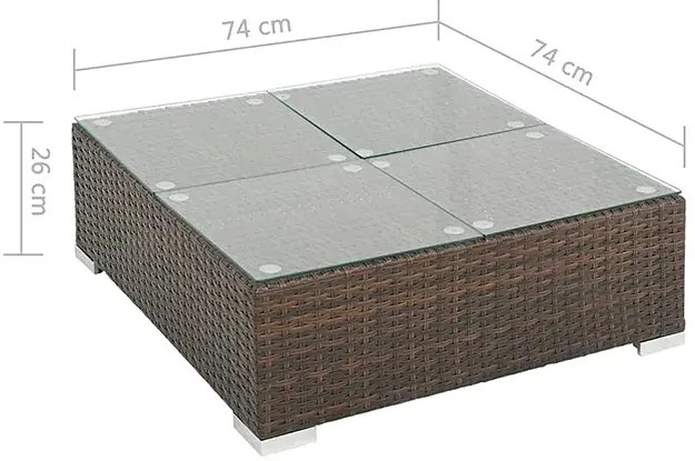 6-częściowy zestaw ogrodowy ze stolikiem brązowo-śmietankowy - Merido 6B