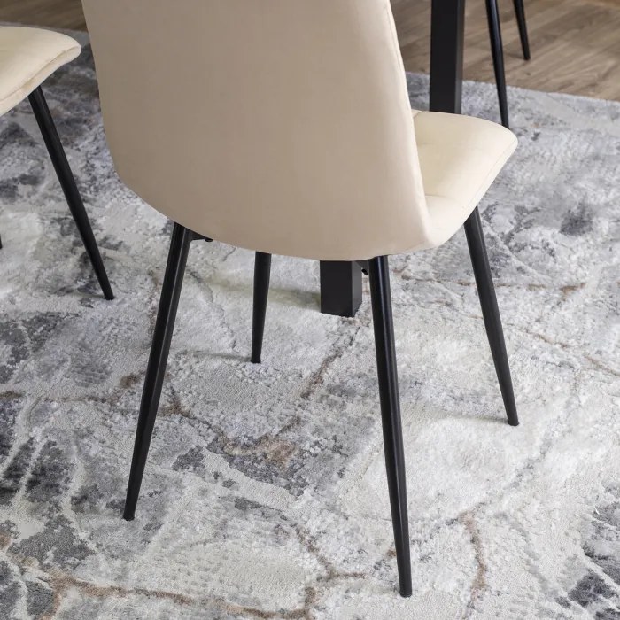 Krzesło Tapicerowane do Jadalni PERU Beżowe Welurowe Nowoczesne Loft